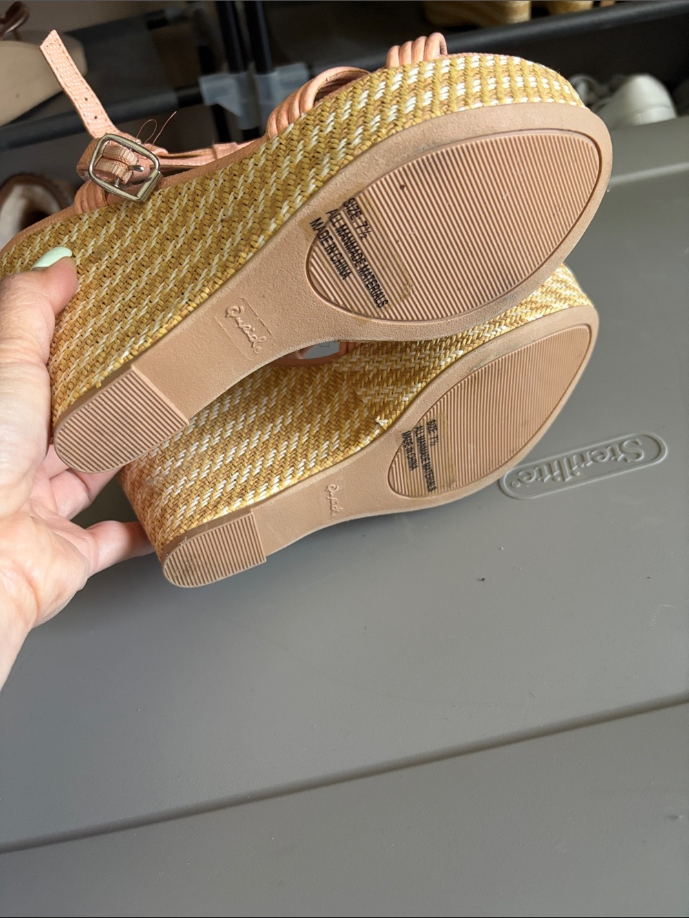 Qupid Women's Peach Strappy wedge Sandals 7.5 NWOT - Picture 5 of 7